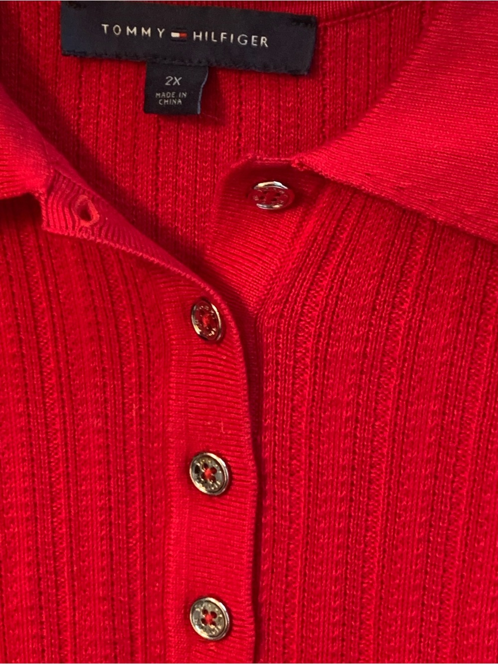 TOMMY HILFIGER RED SHORT SLEEVE SWEATER